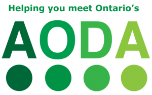 graphic with the words: Helping you meet Ontario's AODA